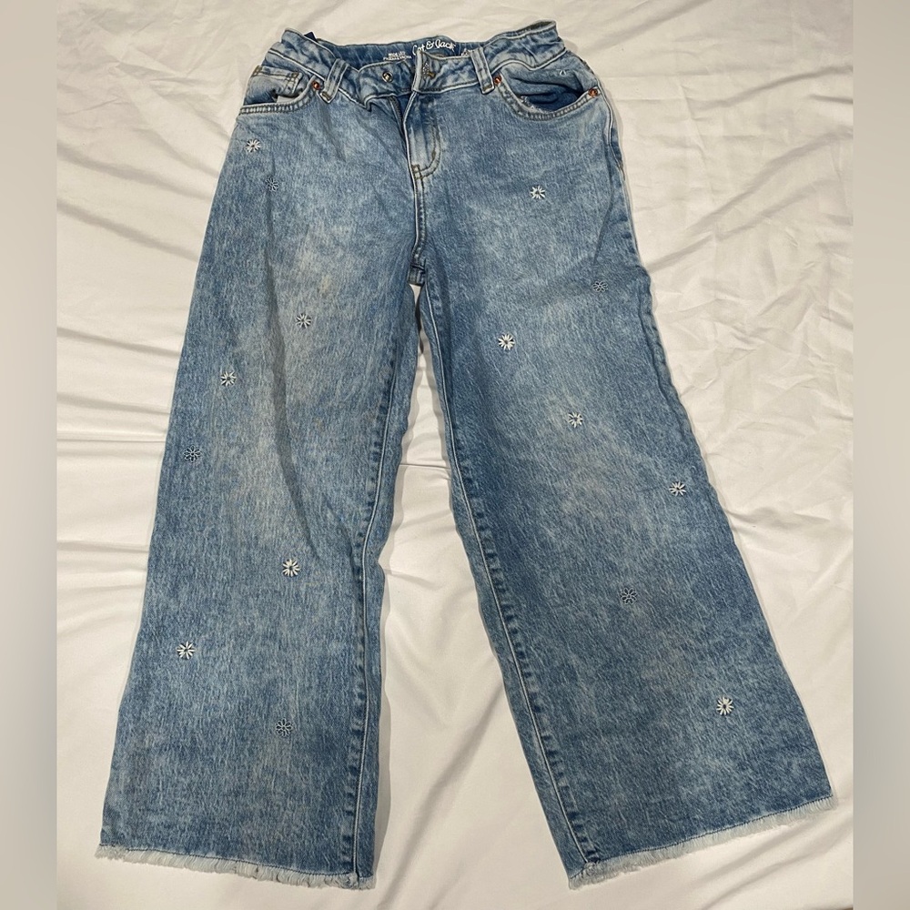 Cat & Jack Light Blue Flare Jeans with White Accents